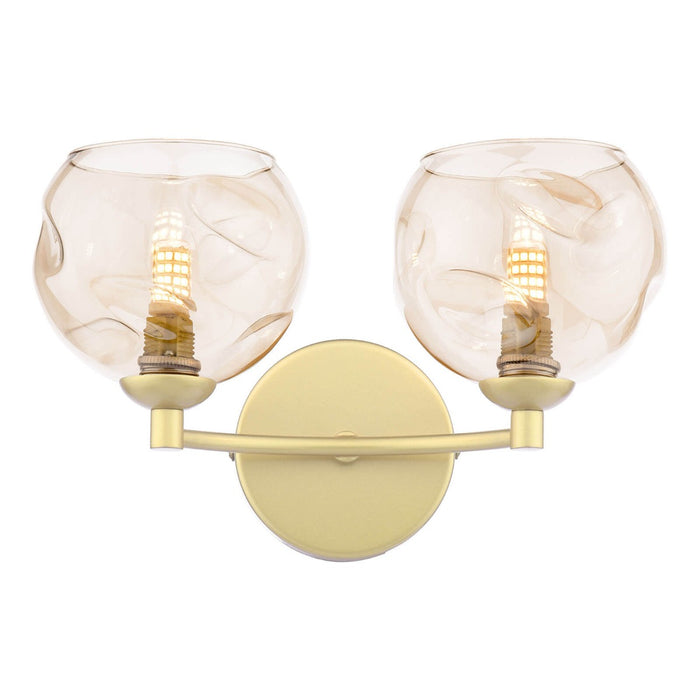 Izzy 2 Light Wall Light Polished Gold & Champagne Dimpled Glass