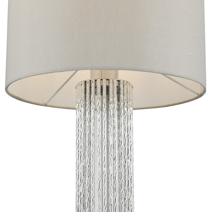 Lazio Table Lamp Polished Chrome Silver Rod With Faux Silk Shade