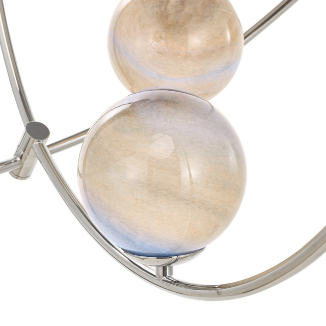 Mikara 7 Light Pendant Polished Chrome Marble Effect Glass
