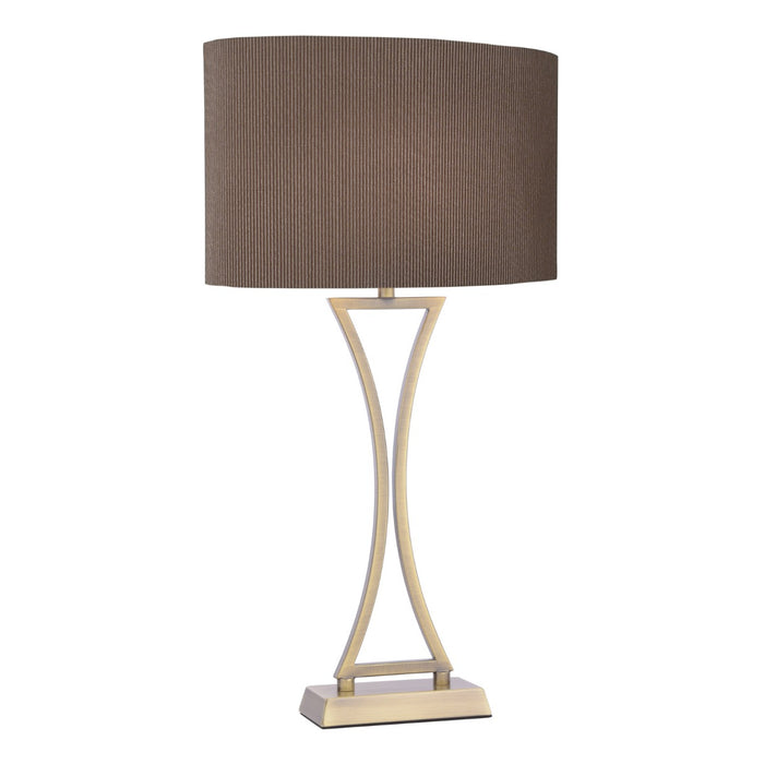 Oporto Wavy Table Lamp Antique Brass With Brown Shade