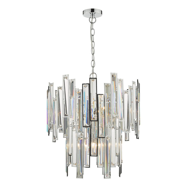 Penelope 6 Light Pendant Polished Chrome Clear Crystal