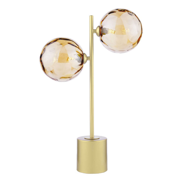 Spiral 2 Light Table Lamp Matt Gold & Champagne Dimpled Glass