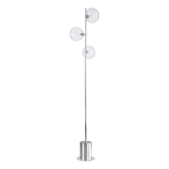 Spiral 3 Light Floor Lamp Polished Chrome and Twisted Glass