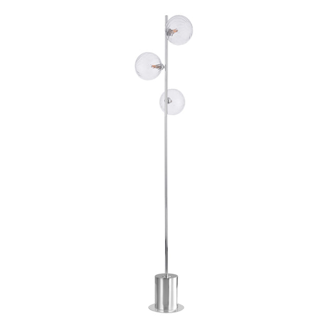 Spiral 3 Light Floor Lamp Polished Chrome and Twisted Glass