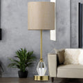Satin Brass Metal/Crystal C/W Oatmeal Linen Shade