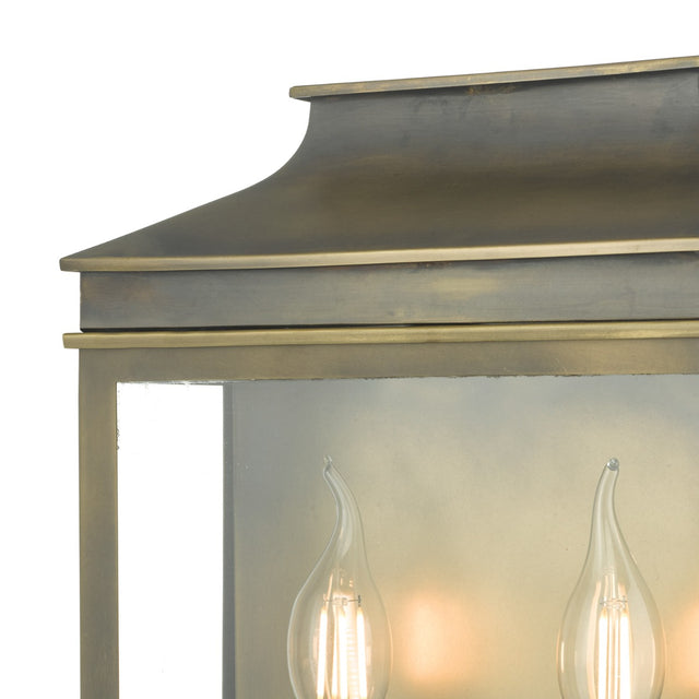 Vapour 2 Light Coach Lantern Outdoor Wall Light Weathered Brass IP44