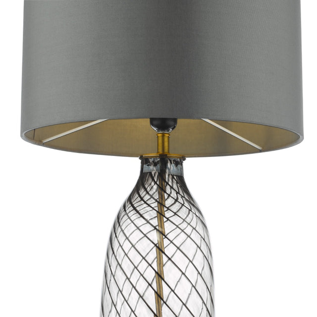 Zeya Table Lamp Smoked/Clear Glass Aged Brass With Shade