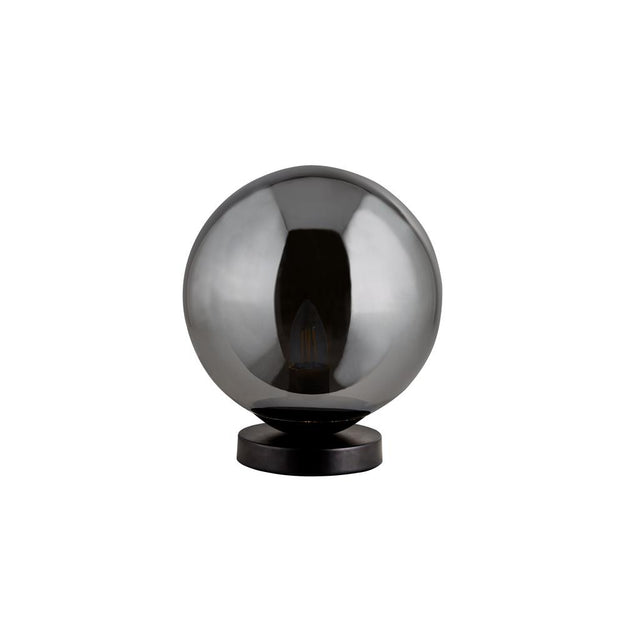 AMSTERDAM 1LT SMALL TABLE LAMP, SMOKED GLASS, BLACK