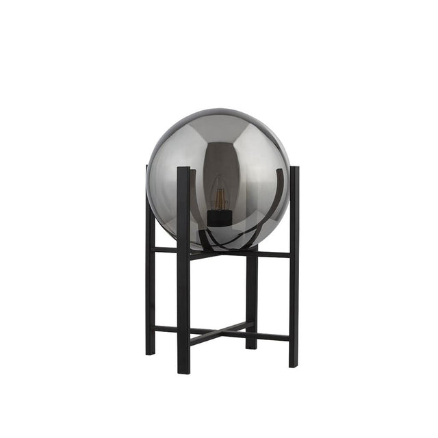 AMSTERDAM 1LT TABLE LAMP, SMOKED GLASS, BLACK