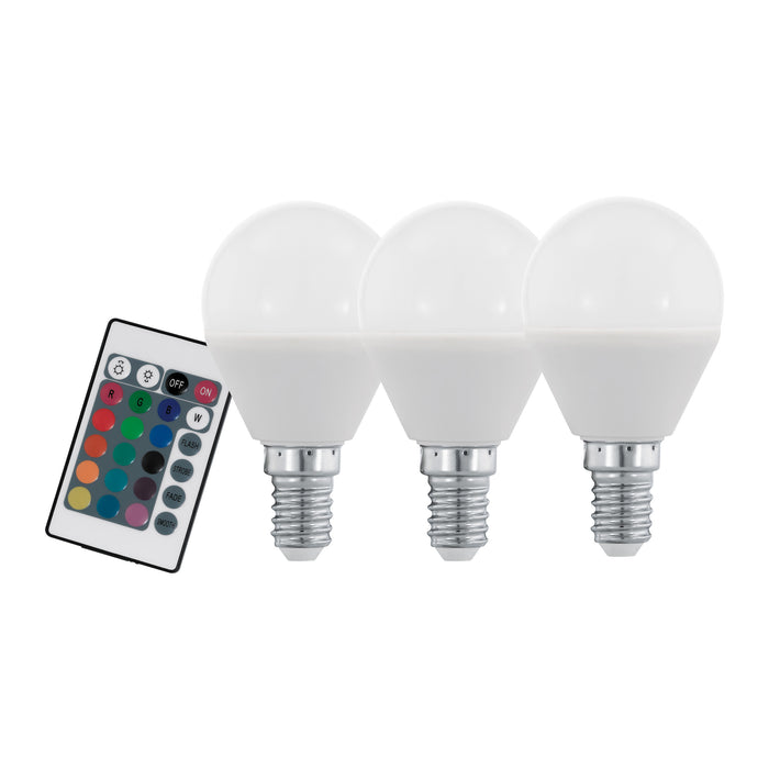 bulb-SET 3x E14-P45 RGBW 5W incl.remote