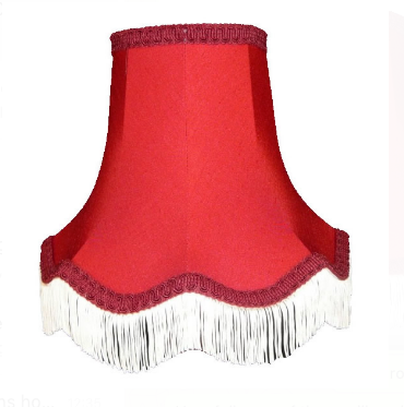 5 Inch Lampshades in Rosso Dupion Fabric, Burgundy Braid and Cream Fringe