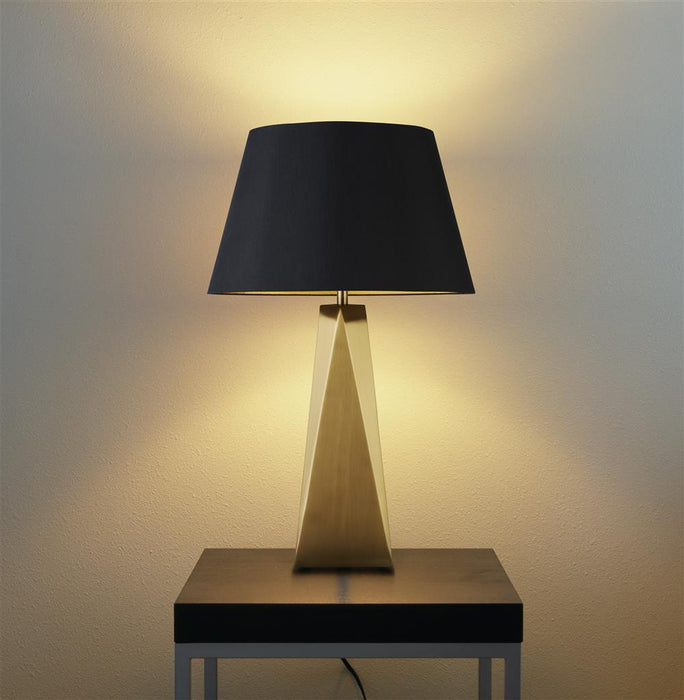 MALDON 1LT TABLE LAMP, GOLD, BLACK SHADE WITH GOLD INTERIOR