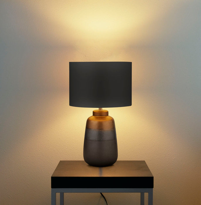 NAVY/BRONZE CERAMIC TABLE LAMP