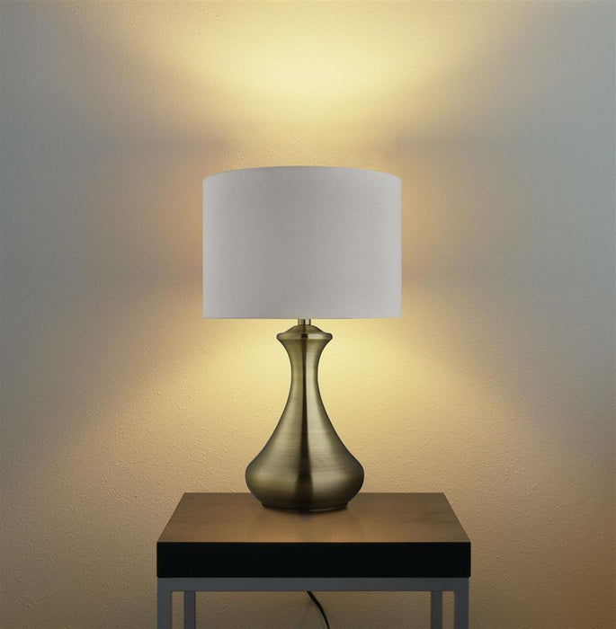 TOUCH LAMP ANTIQUE BRASS, CREAM SHADE