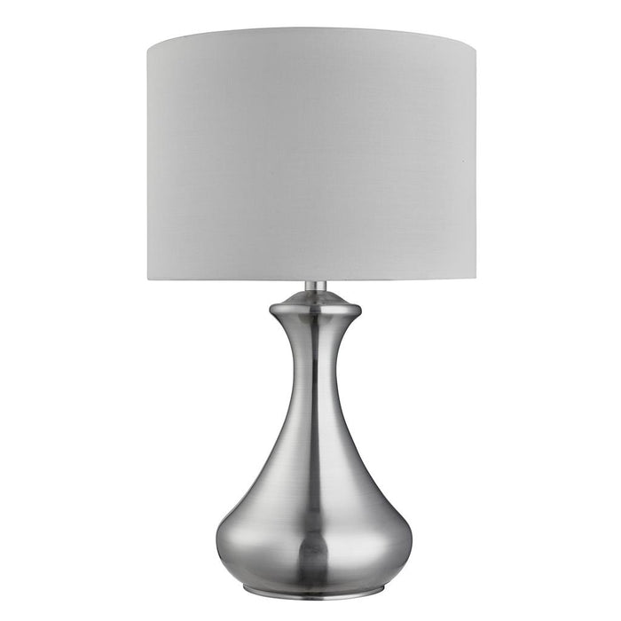 TOUCH LAMP SATIN SILVER, WHITE SHADE