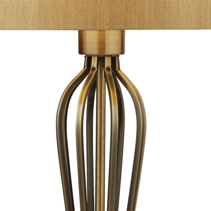 ANTIQUE BRASS TABLE LAMP WITH GOLD SHADE