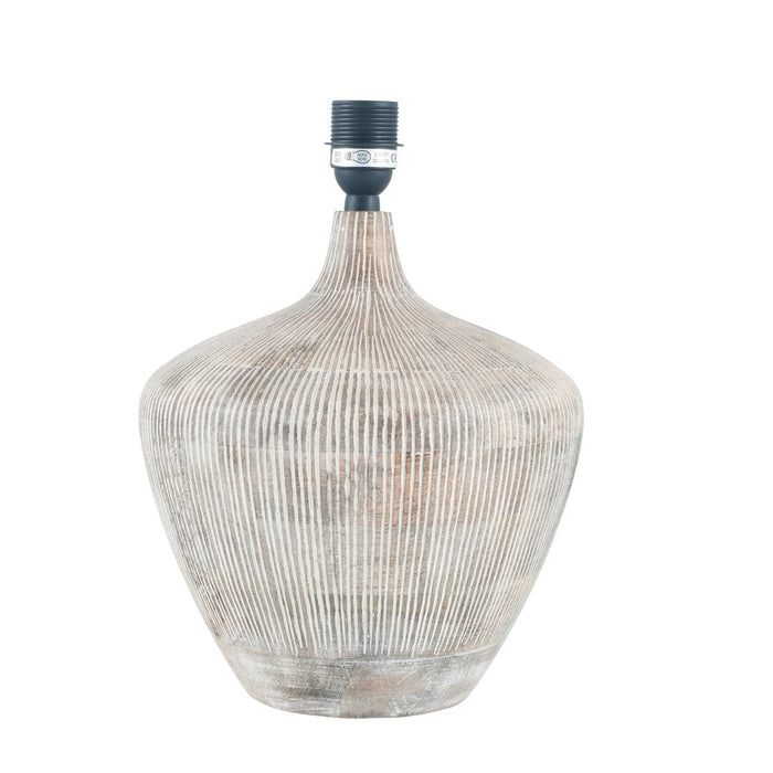 Manaia White Wash Textured Wood Table Lamp