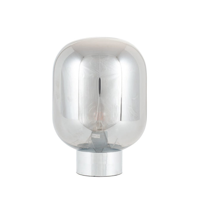 Caserta Smoke Glass Ball and Chrome Table Lamp
