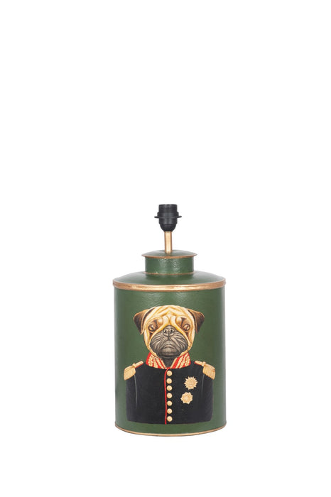 Pug Green Hand Painted Dog Metal Table Lamp