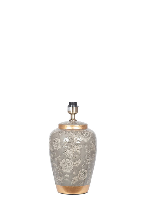 Kalina Grey Flower With Gold Ceramic Tall Table Lamp