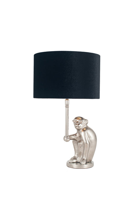 Capuchin Antique Silver Metal Monkey Table Lamp