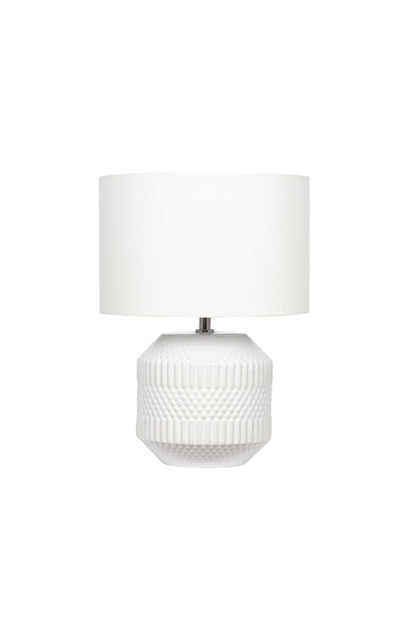 Meribel White Geo Textured Ceramic Table Lamp