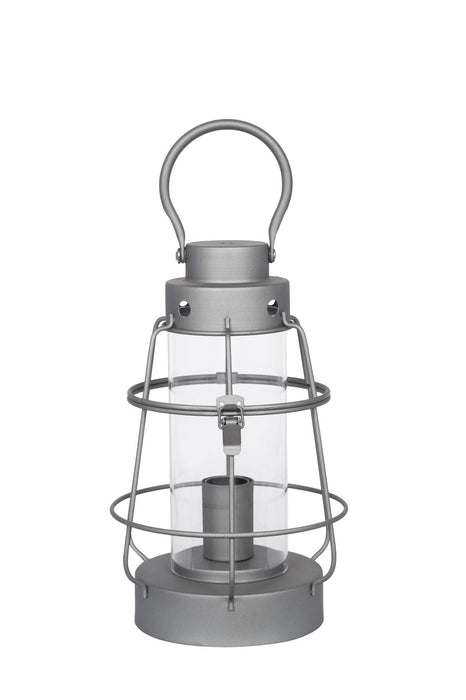 Filey Grey Metal & Clear Glass  Oil Lantern Table Lamp