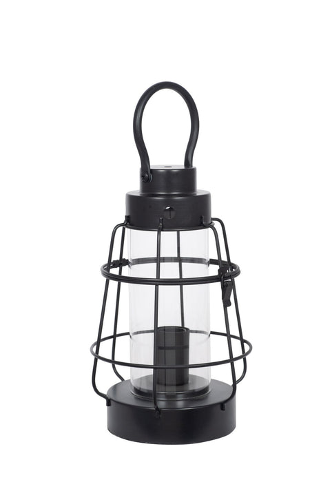 Filey Black Metal & Clear Glass Oil Lantern Table Lamp