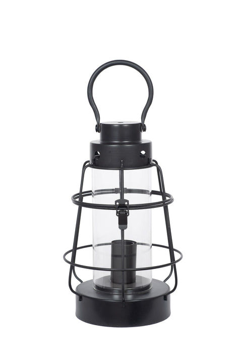 Filey Black Metal & Clear Glass Oil Lantern Table Lamp