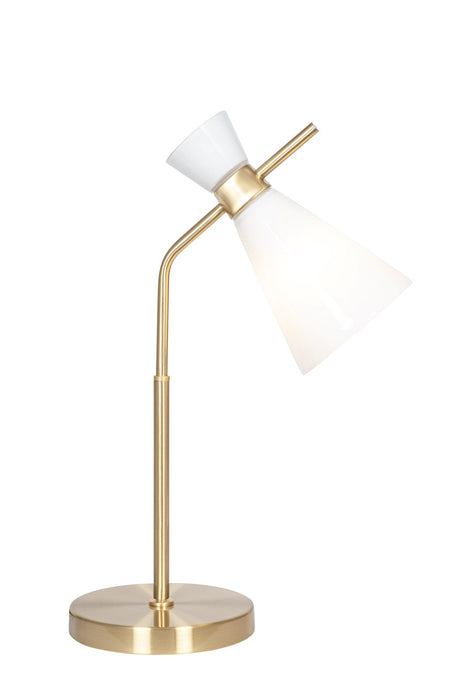 Monroe White Glass and Gold Metal Waisted Table Lamp
