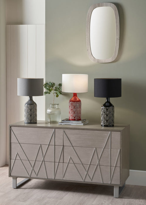 Poiret Grey Art Deco Detail Ceramic Table Lamp
