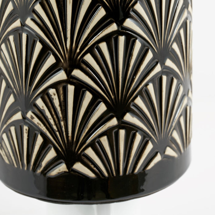 Poiret Black Art Deco Detail Ceramic Table Lamp