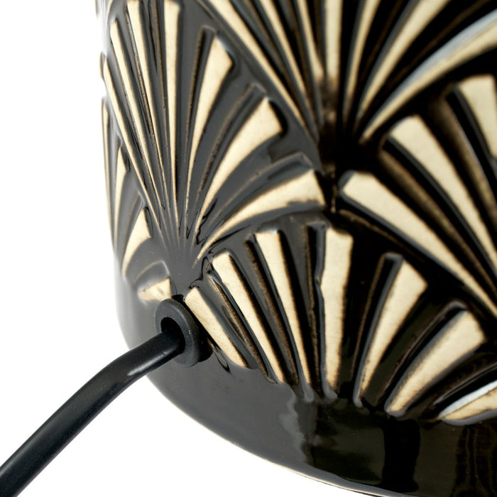 Poiret Black Art Deco Detail Ceramic Table Lamp