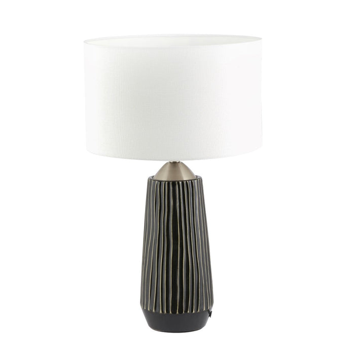Artemis Grey Textured Ceramic & Brushed Silver Tall Table Lamp