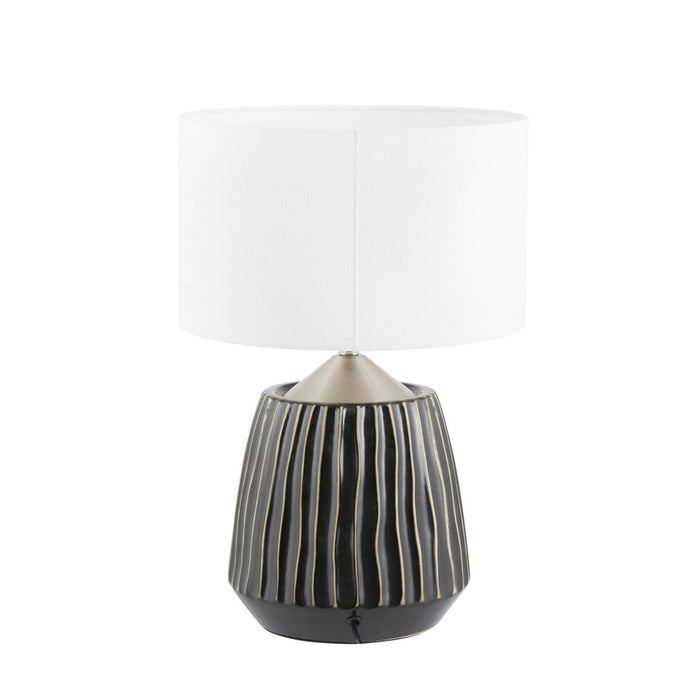 Artemis Grey Textured Ceramic & Brushed Silver Table Lamp