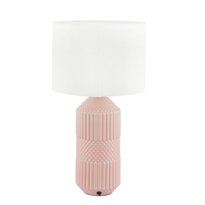 Meribel Pink Geo Textured Tall Ceramic Table Lamp