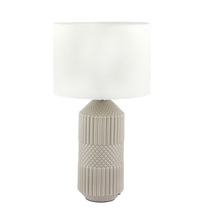 Meribel Grey Geo Textured Tall Ceramic Table Lamp