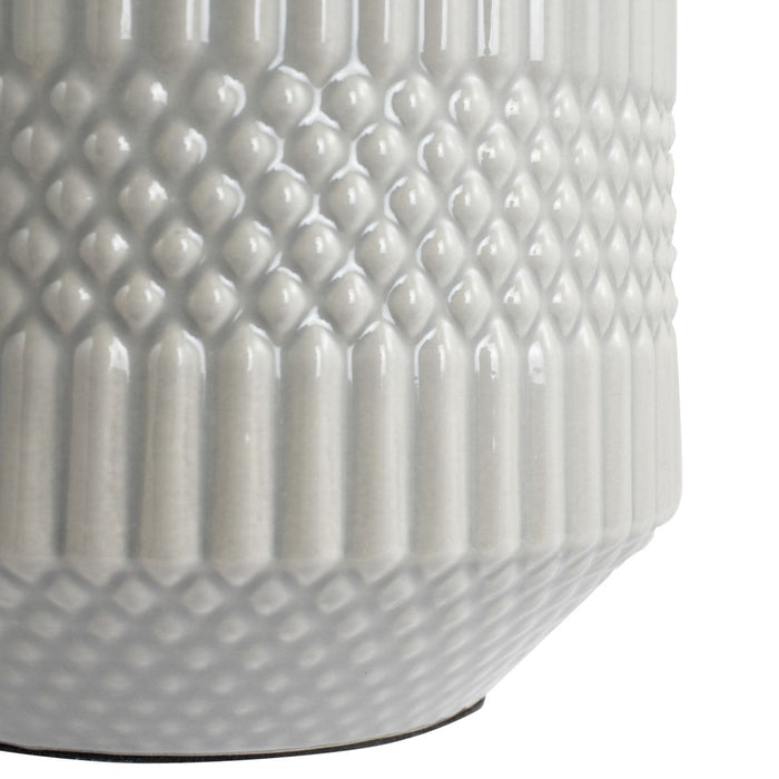 Meribel Grey Geo Textured Ceramic Table Lamp