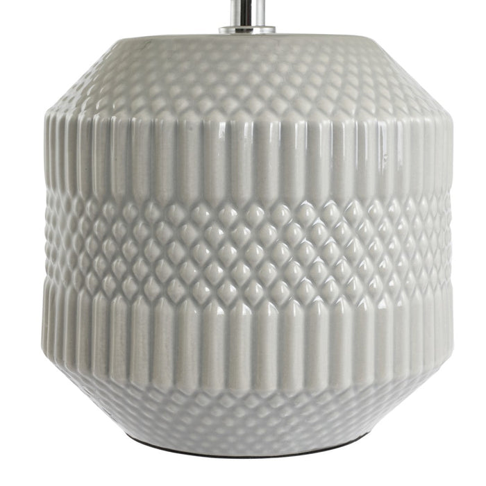 Meribel Grey Geo Textured Ceramic Table Lamp