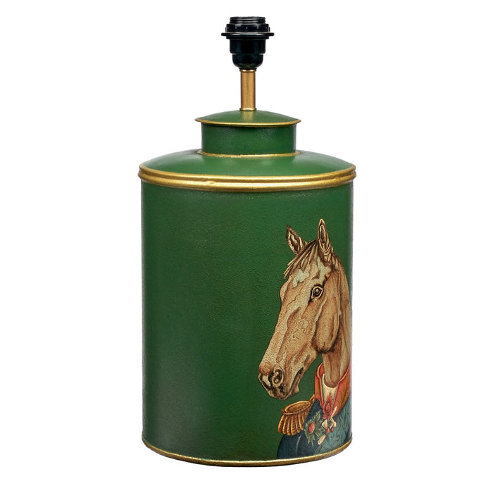 Horse Green Hand Painted Metal Table Lamp