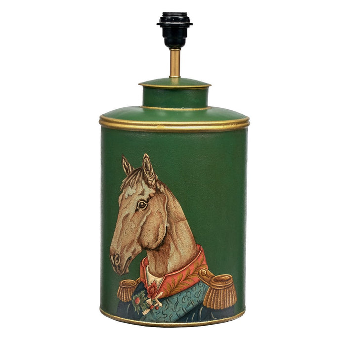Horse Green Hand Painted Metal Table Lamp