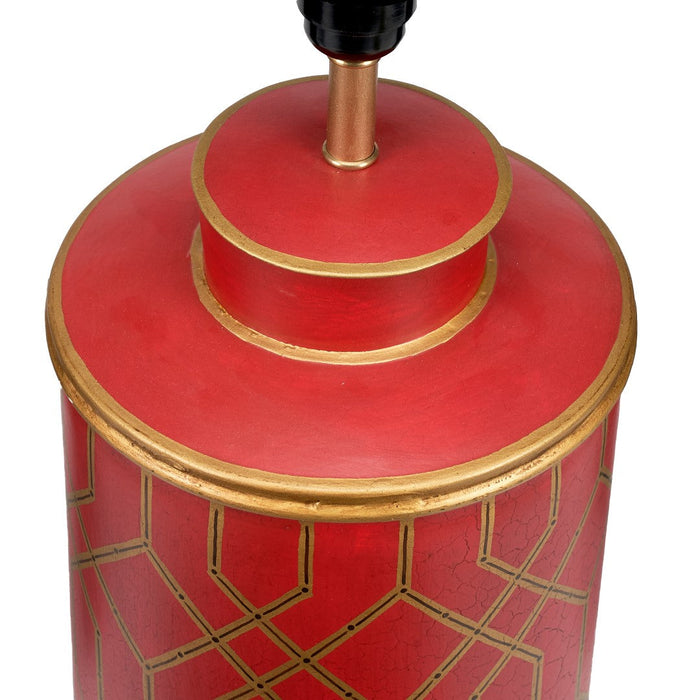 Garcia Red  Hand Painted Metal Table Lamp