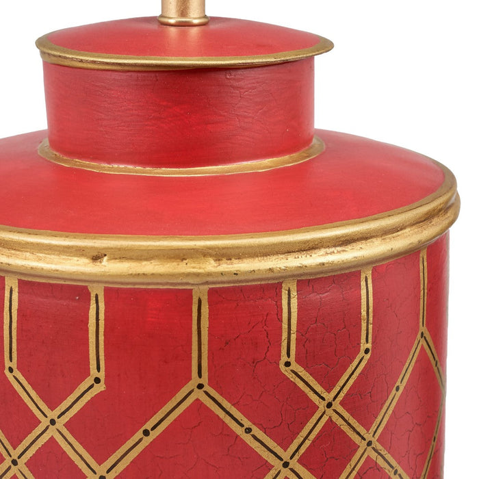 Garcia Red  Hand Painted Metal Table Lamp