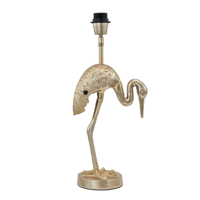 Daurian Shiny Gold Metal Crane Table Lamp