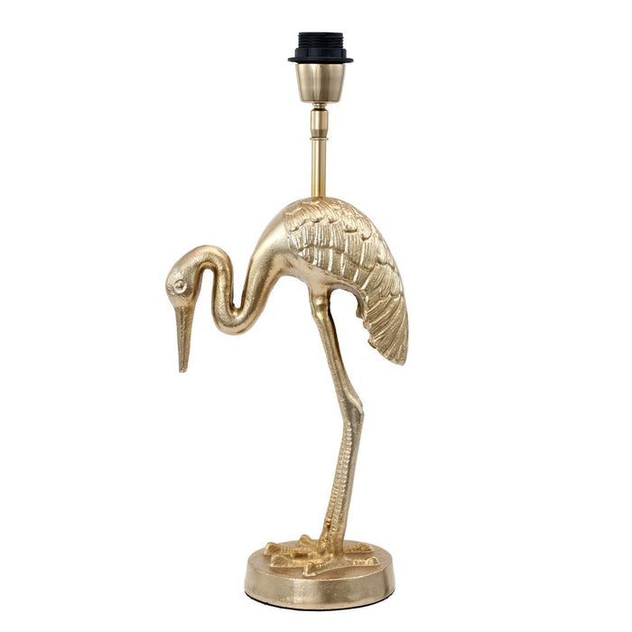 Daurian Shiny Gold Metal Crane Table Lamp