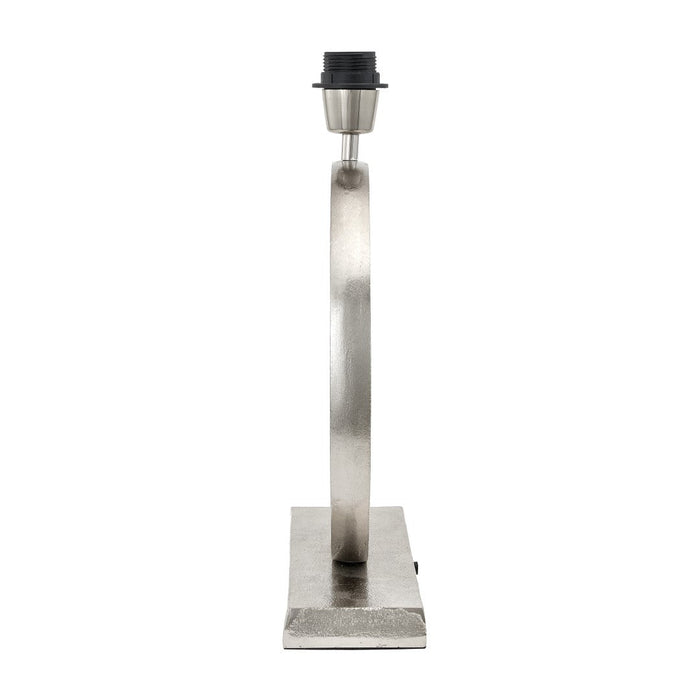Orla Shiny Silver Metal Statement Circle Table Lamp