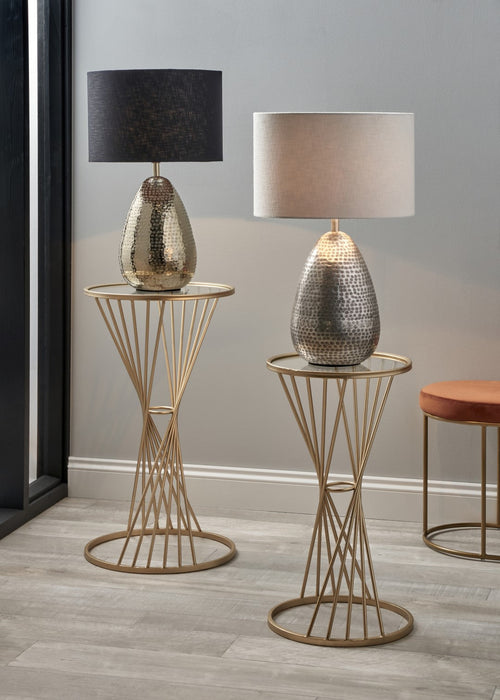 Miriam Shiny Gold Metal Hammered Table Lamp