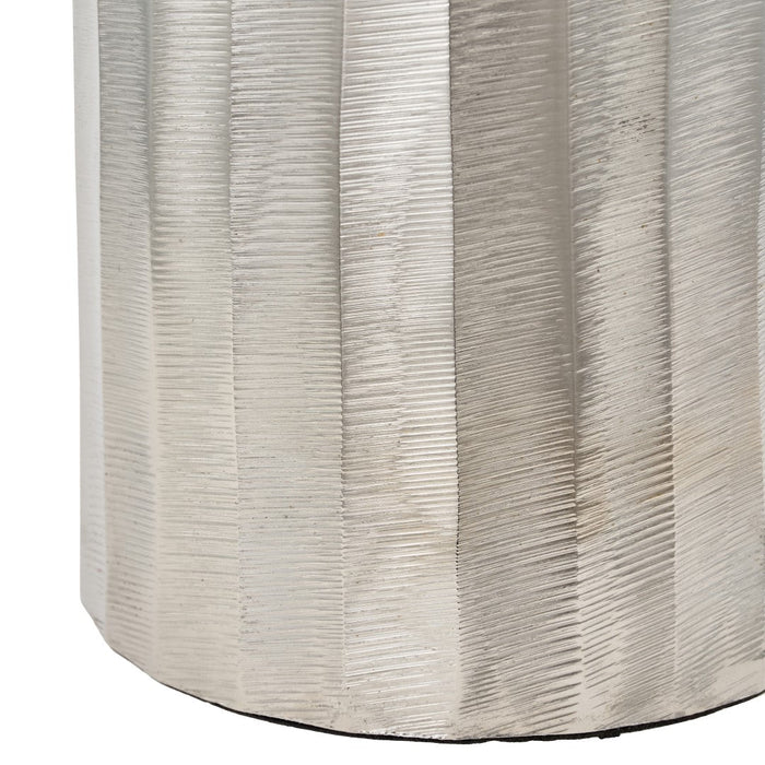 Valand Shiny Silver Stripe Textured Metal Table Lamp