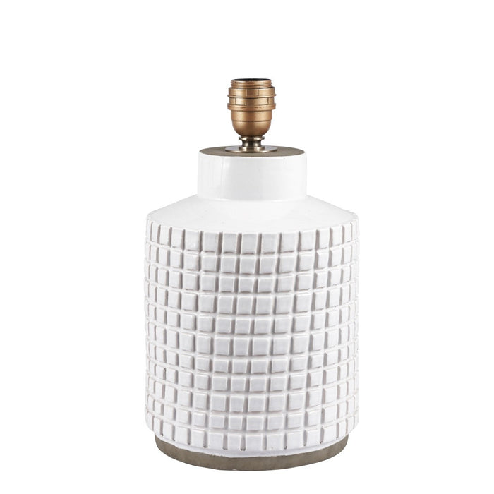 Malone Textured White Squares Design Stoneware Table Lamp