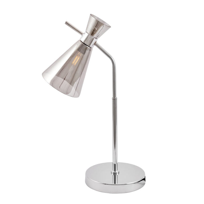 Monroe Smoke Glass and Silver Metal Waisted Table Lamp